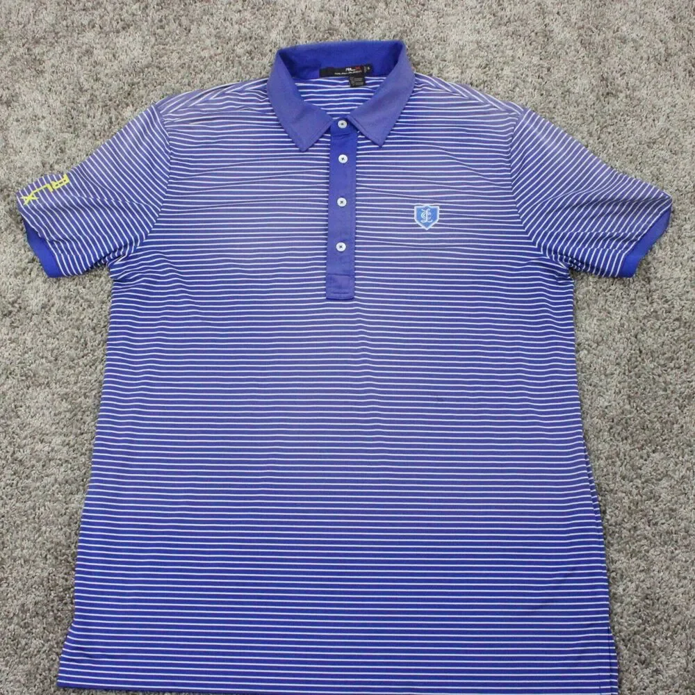 RLX Ralph Lauren Stripe Polo Shirt Mens XL Blue Golf